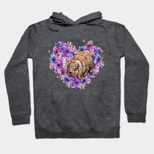 Cute Little Bunny Rabbit inside of Watercolor Flower Heart, Painting Hoodie